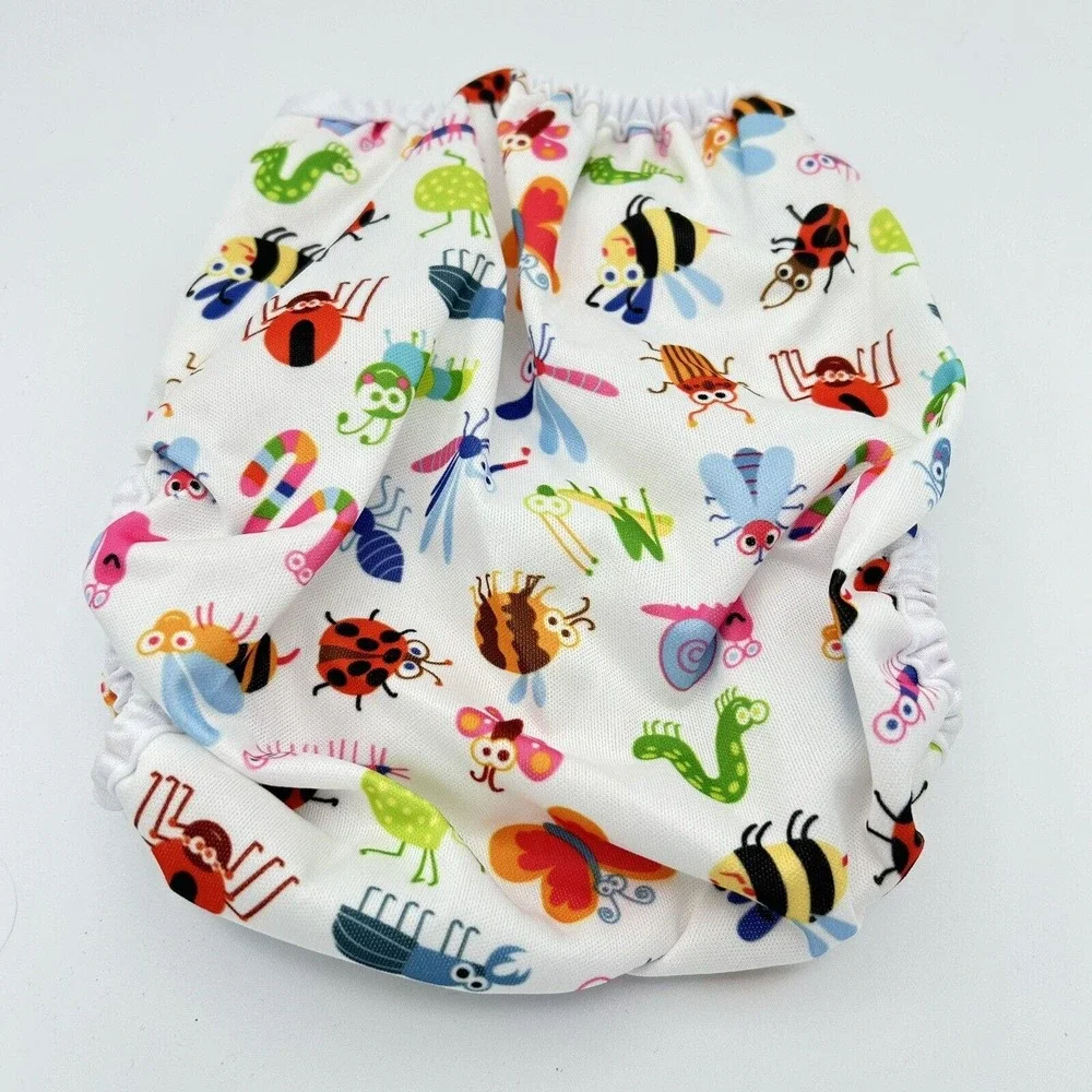 Baby Diaper Cover Adjustable Snap Bugs‎ Insect Print Bees, Butterfly One Size